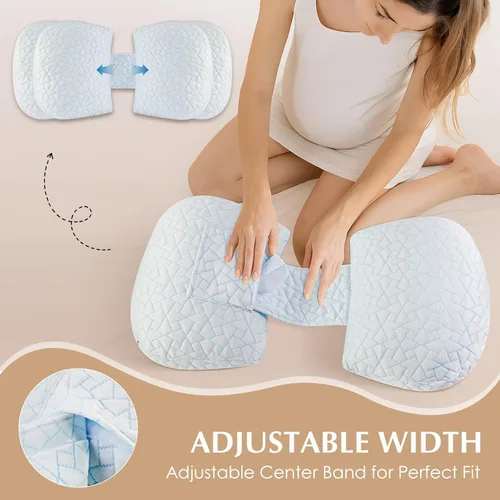 Vista 3 de Almohadas de embarazo para dormir, almohada de cuña de viaje ajustable para apoyo del vientre, la espalda y la cadera, almohada de sueño compacta