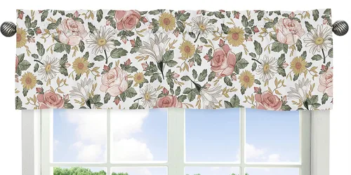 Vista 9 de Sweet Jojo Designs Cenefa de ventana de jardín floral bohemio para niña de flores, tratamiento de cortina para habitación de bebé, habitación