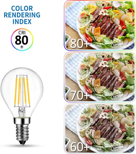 Vista 9 de ANWIO Bombilla de filamento LED G14 E12 con base de tornillo regulable de 4.5 W (equivalente a 60 W) 2700 K blanco cálido bombilla Edison