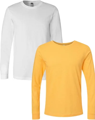 Vista 65 de Canvas Filmore 3501 - Camiseta de 4.2 onzas para hombre manga larga (1) Ceniza + (1) Jaspeado atlético