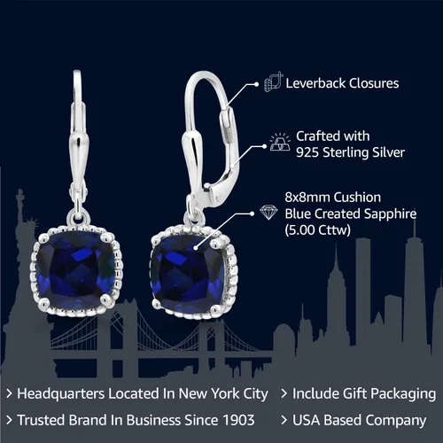 Vista 129 de Gem Stone King Aretes colgantes de plata de ley 925 de 0.315 pulgadas para mujer