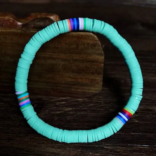 Vista 2 de Brazaletes ajustables para mujer pulsera bohemia de color cerámica suave elástica de 0236in accesorio de playa joyería para Navidad cumpleaños