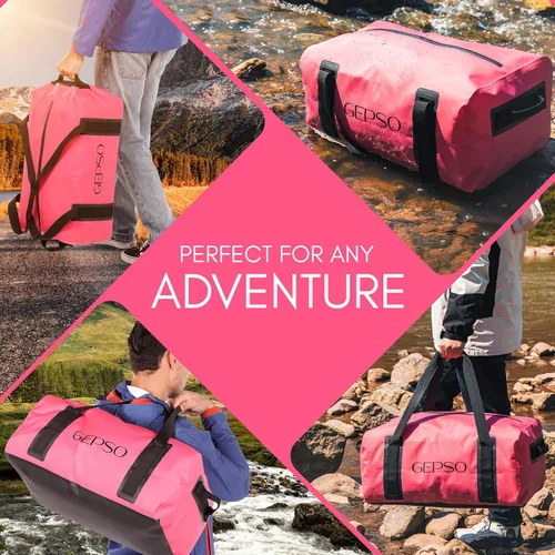 Vista 6 de Bolsa de lona impermeable de 50 litros Bolsa seca resistente con parte superior con cremallera, bolsillos interiores y asas reforzadas Bolsa