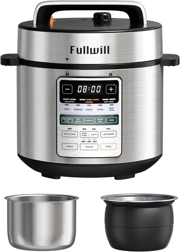 Vista 12 de Fullwill Olla a presión eléctrica 7 en 1 Lite de 3 cuartos de galón, olla de cocción lenta, olla arrocera, vaporera, salteado, calentador, olla