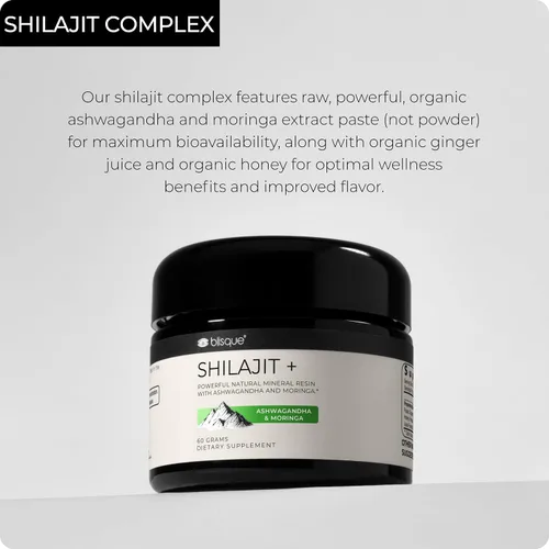 Vista 7 de Blisque - Suplemento de resina Shilajit orgánica pura del Himalaya con Ashwagandha y Moringa orgánica Auténtico y natural Grado dorado A