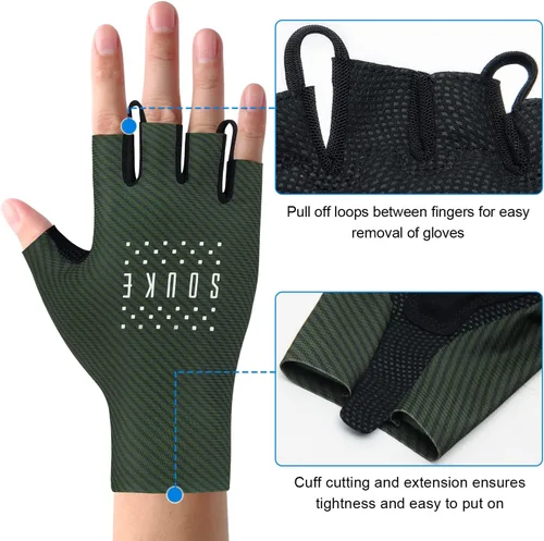 Vista 3 de Souke Sports Guantes de ciclismo para bicicleta de carretera guantes acolchados de medio dedo guantes de ciclismo transpirables que absorben