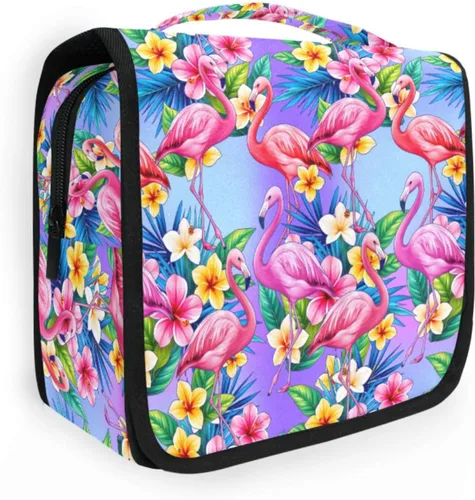 Vista 23 de MNSRUU Neceser colgante con diseño de calavera y girasol, bolsa de maquillaje de viaje para artículos de tocador, organizador de artículos