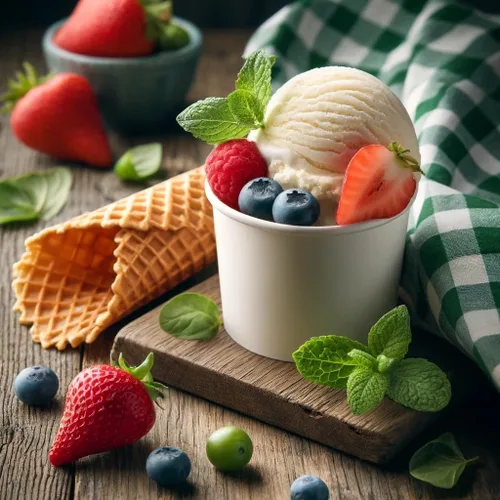 Vista 5 de Vasos de papel para helado de 4 onzas, taza de yogur congelado, cuencos de postre blanco, suministros de postre congelado, paquete de 50