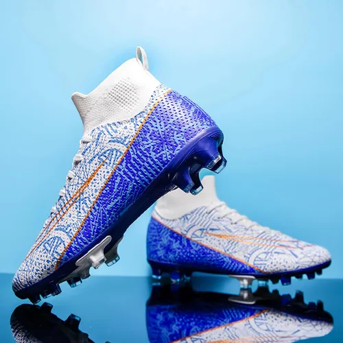 Vista 9 de Zapatos de fútbol para hombre, tacos de fútbol altos, con cordones, antideslizantes, para exteriores, AGFG, béisbol, lacrosse, rugby, botas