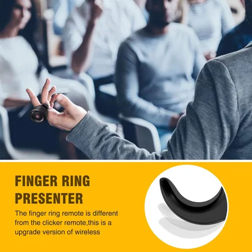 Vista 7 de Presentación Clicker USB recargable Powerpoint Clicker, anillo de dedo RF 2.4GHz inalámbrico presentador remoto clicker para presentaciones