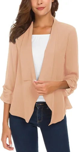 Vista 16 de Urban CoCo Blazer ligero de gasa fina con mangas fruncidas para mujer Negro