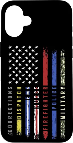 Vista 23 de First Responder Hero Flag Nurse EMS Police Fire Brigade - Carcasa militar para iPhone 17