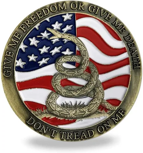 Vista 5 de Glamtune Moneda militar Don't Tread on Me Moneda de desafío Campana de la Libertad de EE.UU