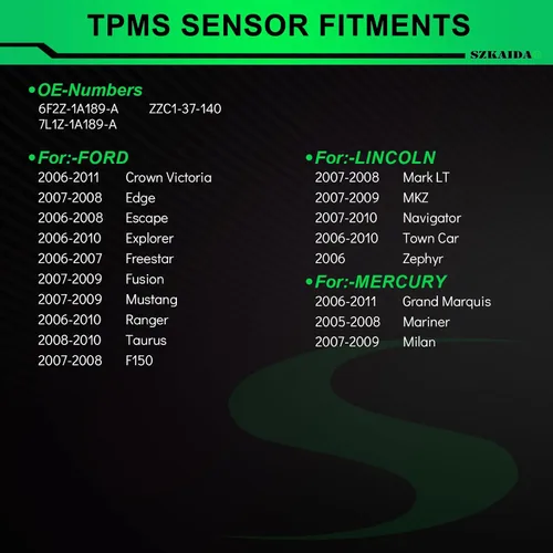 Vista 2 de 6F2Z-1A189-A 315MHZ TPMS Sistema de monitoreo de presión de neumáticos con sensor compatible con: Ford 2006-2011 Edge Ranger Explorer Escape F150