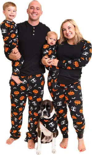 Vista 8 de Owlivia Pijamas de Navidad de Halloween para la familia, pijamas de algodón orgánico a juego candies