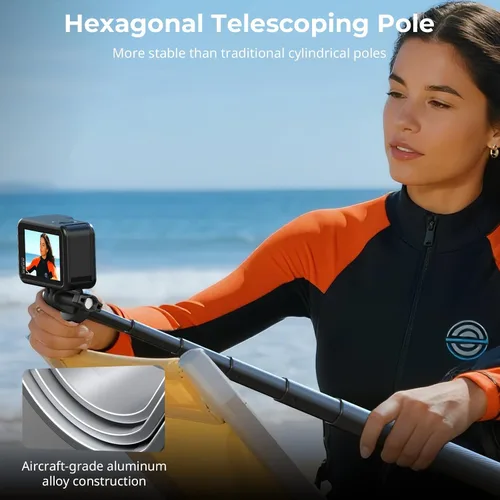 Vista 5 de SmallRig Trípode invisible para selfie stick para cámara de acción, poste extensible de 37.4 pulgadas con abrazadera de teléfono para GoPro 13/12