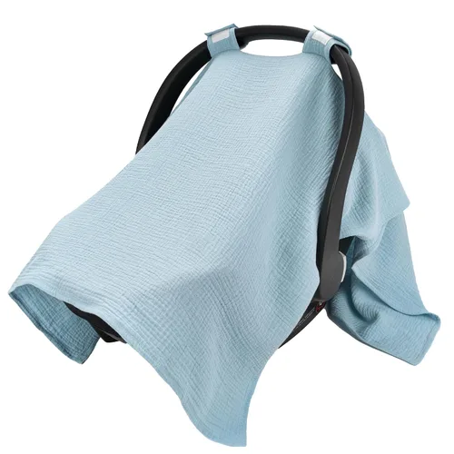 Vista 13 de Fundas de asiento de automóvil 100% muselina de algodón para bebés, funda universal para asiento de automóvil de bebé, cubierta de asiento