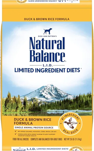Vista 28 de Natural Balance Alimento seco para perros adultos de ingredientes limitados con granos saludables, receta de carne de res y arroz integral, 24