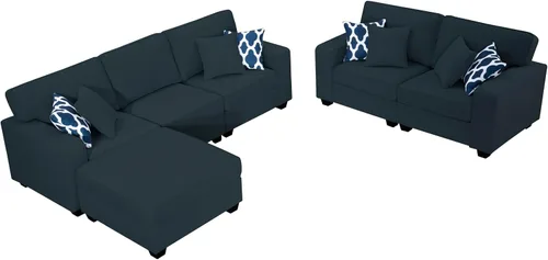 Vista 7 de Legend Vansen - Sofá seccional modular en forma de U con otomano, sofá de esquina reversible moderno para sala de estar (Antracita, 2+3 con otomano)