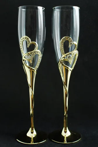 Vista 4 de Cuchillo de cristal para tostar de boda de oro y servidor de pastel de boda grabado personalizado