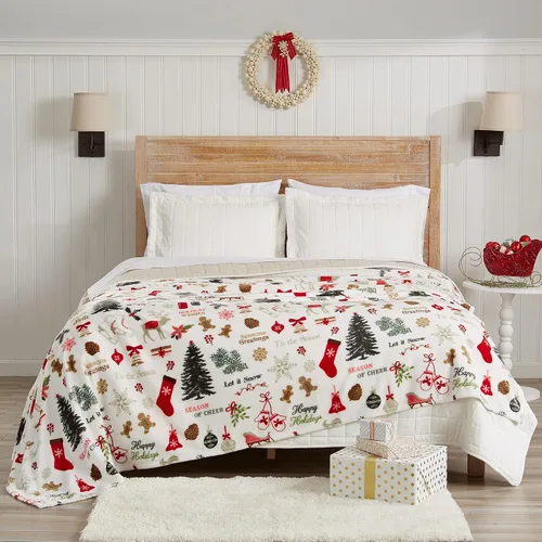 Vista 16 de Great Bay Home - Manta decorativa para navidad. Diseño de navidad de terciopelo supersuave.