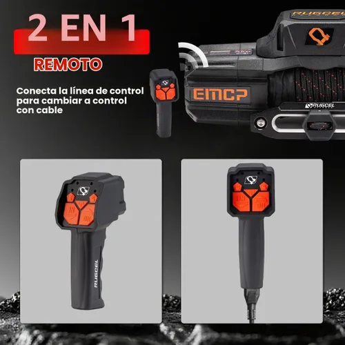 Vista 6 de RUGCEL WINCH Cabrestante EMCP de 12V 13500lb Nuevo Cabrestante Eléctrico Impermeable de Cuerda Sintética para Jeep con Hawse Fairlead, Control