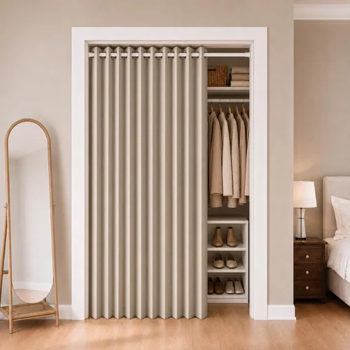 Vista 22 de Cortinas plisadas completamente opacas con cierre magnético, 72 pulgadas de largo, para interiores y exteriores, 1 panel, 45 pulgadas de ancho x 72
