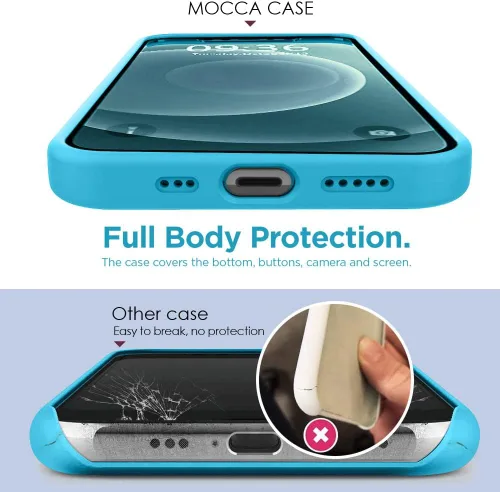 Vista 3 de MOCCA Funda compatible con iPhone 12 Pro Max de 6.7 pulgadas con soporte de anillo Forro de microfibra súper suave Funda protectora antiarañazos