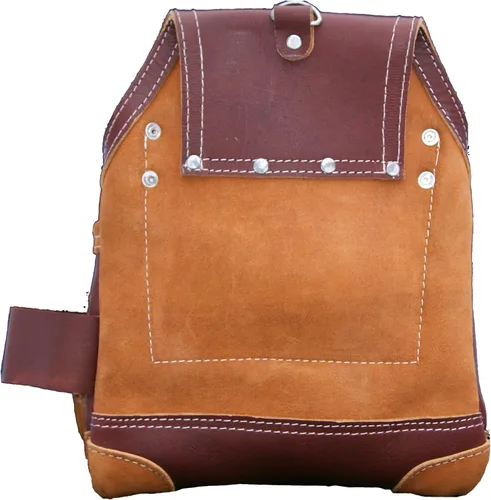 Vista 5 de PRO-15 - Cinturón de cuero y uñas de carpintero de 8 bolsillos con bolsa de herramientas de cuero genuino (MAROON)