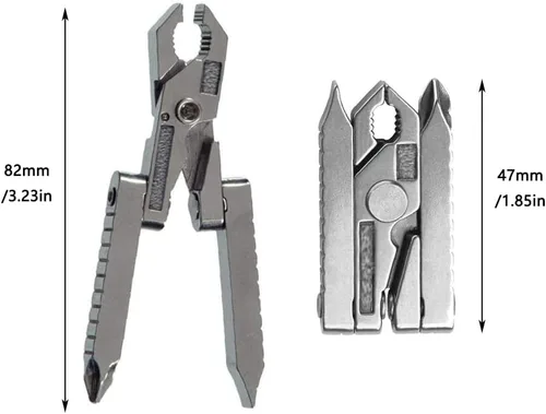 Vista 2 de Mini herramienta EDC multifuncional 3 en 1, destornillador de alicates herramienta de bolsillo de combinación plegable para pesca al aire libre