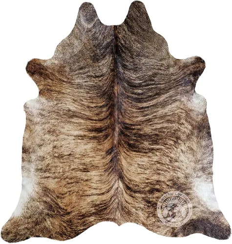 Vista 5 de Sunshine Cowhides Alfombra de piel de vaca 100% auténtica, color marrón, alfombra de piel de animal de estilo moderno y alfombra para sala de estar