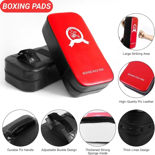 Vista 5 de SEISSO Almohadillas de boxeo para patadas, guantes de boxeo curvos, guantes de boxeo para niños, material de cuero, almohadilla de karate