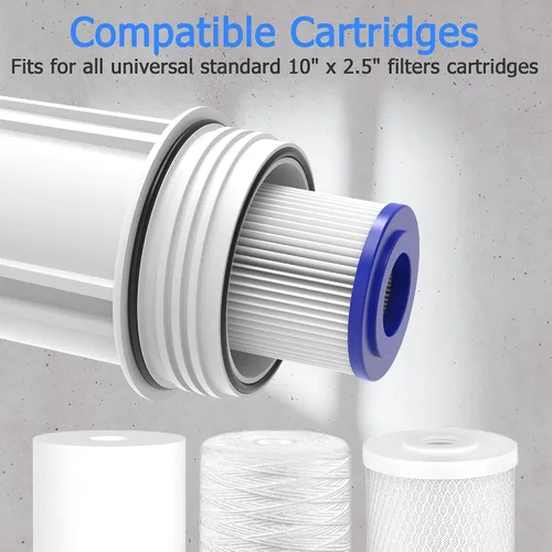 Vista 6 de FHW10 - Carcasa de filtro de agua para toda la casa, se adapta a filtros de sedimentos de 10 x 2.5 pulgadas, etc. para agua de pozos y ciudades