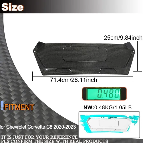 Vista 4 de Marco de placa trasera de fibra de carbono real para Chevrolet Corvette C8 2020-2025, accesorios decorativos, salida de fábrica License Plate