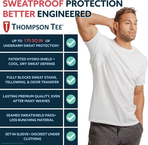 Vista 4 de Camiseta interior de algodón a prueba de sudor para hombre, bloqueo de olor Blanco