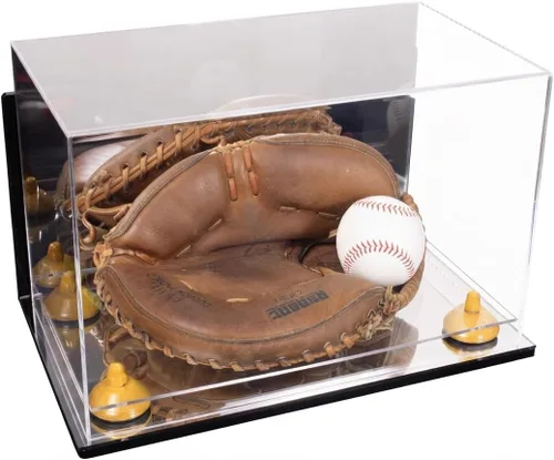 Vista 44 de Better Display Cases Vitrina de guantes de béisbol de acrílico transparente con elevadores negros (A011/V16)