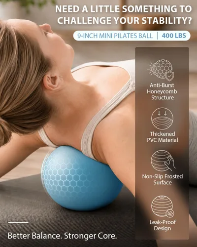 Vista 3 de LIONSCOOL Pilates Ring Set - 14" Anti-Deformation Magic Circle with Padded Handles, 9" Mini Ball, Non-Slip Fabric Resistance Bands, Guide & Bag