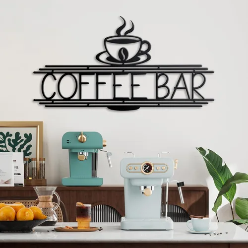 Vista 4 de Letrero de metal para barra de café, 14.96 x 8 pulgadas, letrero de café para pared, letrero de barra de café para estación de café, cocina