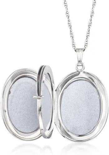 Vista 4 de Ross-Simons Sterling Silver Personalized 4-Photo Oval Locket Necklace. 20 inches