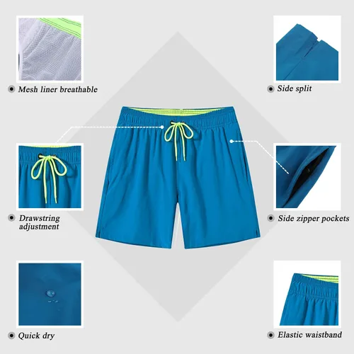 Vista 4 de SILKWORLD - Trajes de baño para hombre, pantalones cortos de playa de secado rápido con bolsillos