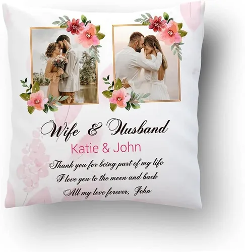 Vista 28 de Almohada fotográfica personalizada. Personalizada con imágenes para cumpleaños, aniversario y Navidad. (inserto + funda)