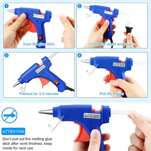 Vista 4 de Zhengmy Mini pistola de pegamento caliente de 8 piezas con 40 varillas, kit