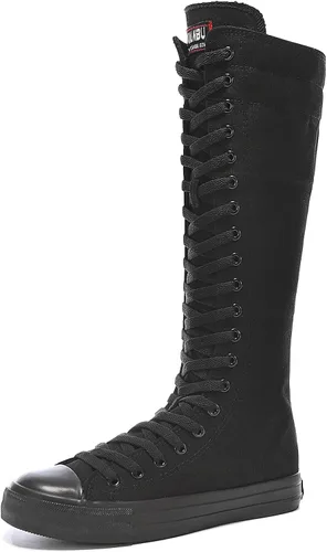 Vista 4 de Momuk - Botas de lona por arriba de la rodilla para mujer