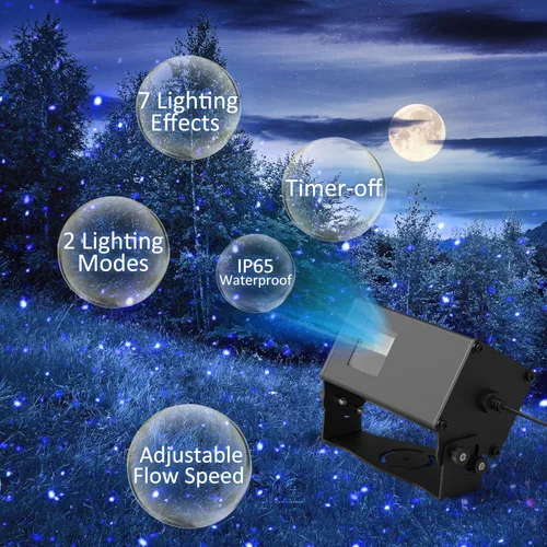 Vista 4 de Proyector de luz láser de estrellas al aire libre, AIRIVO RGB 3 colores 11 efectos de iluminación luces de luciérnaga proyección de luz, luces láser