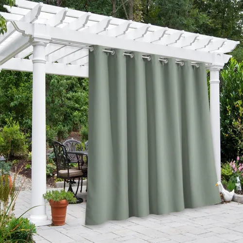 Vista 166 de NICETOWN Cortina para Exteriores para Patio Impermeable de 84 Pulgadas de Ancho, Aislamiento Térmico con Ojales Antioxidantes Bloqueo UV Cortina
