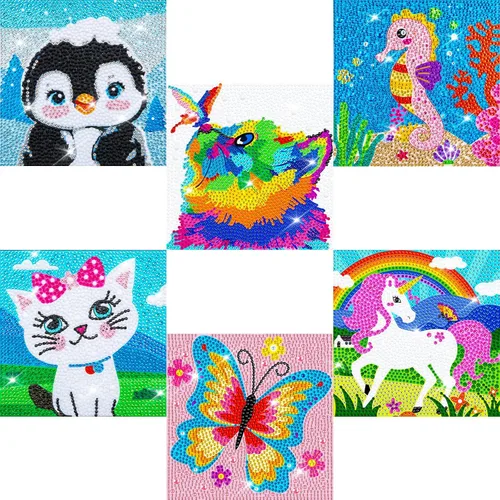 Vista 13 de QEUOYSS Kits de arte de diamantes 5D para niños principiantes, kits fáciles de artes y manualidades para niños de 8 a 12 años, juego de manualidades