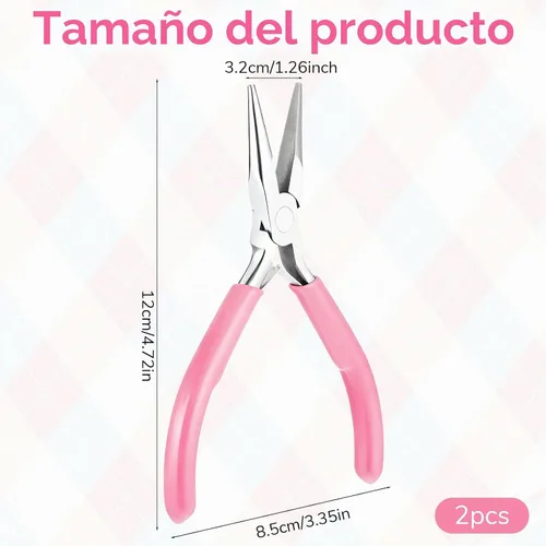Vista 2 de 2 alicates de nariz de cadena para fabricación de joyas, alicates de punta plana de 4.5 pulgadas, alicates pequeños de precisión para reparación