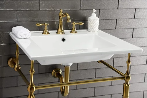 Vista 6 de Fauceture FSC1973ACL American Classic Grifo de Baño Extendido con Pop-Up de Latón, Latón Cepillado Cobrizo cepillado