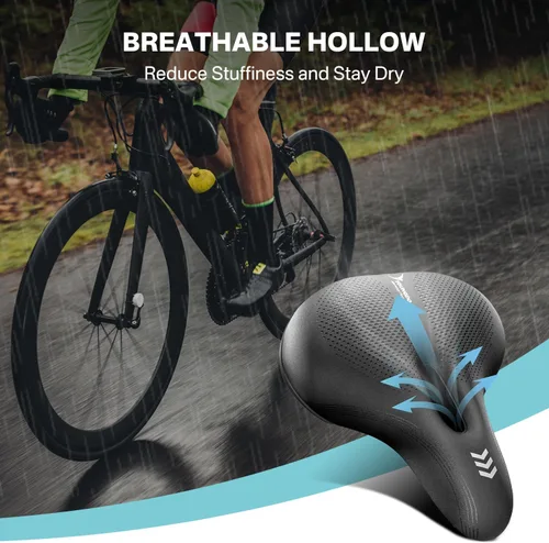 Vista 6 de YOUNGDO Waterproof Bike Saddle with Memory Foam, Comfort Bicycle Saddle Seat Cushion Universal Fit, Shock Absorbing fit Peloton Bike Mountain Bike