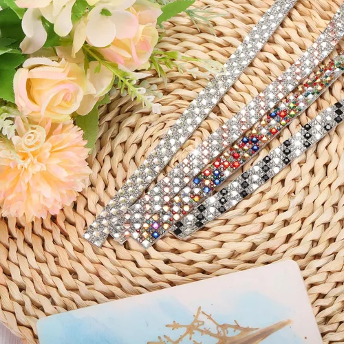 Vista 5 de MECCANIXITY 3 rollos de cinta autoadhesiva con diamantes de imitación de 1 yarda de 0.472 in, 3 estilos para proyectos de manualidades, decoración
